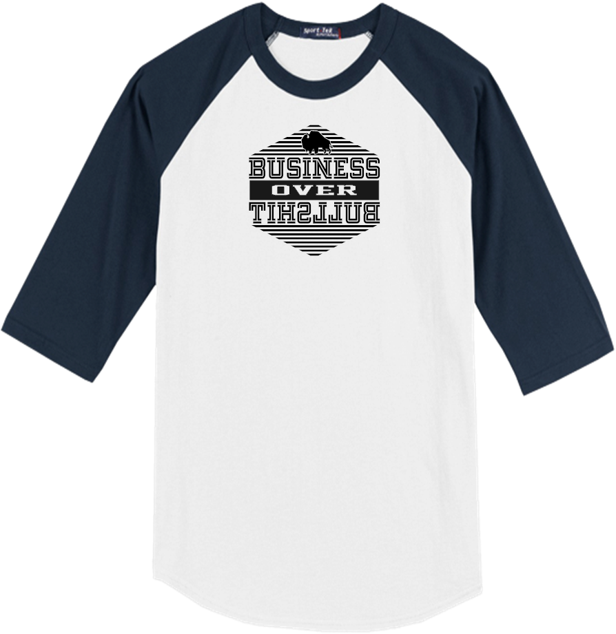 Business Over Bullshit Wht/Nvy Raglan